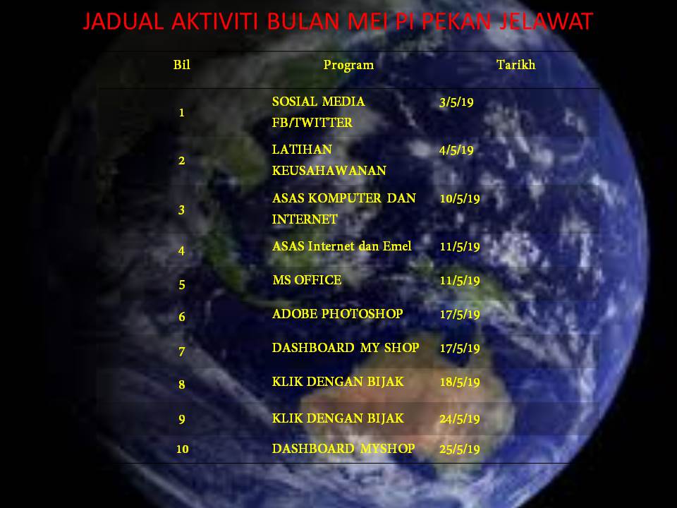 Jadual bulan mei